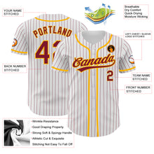 Загрузить изображение в средство просмотра галереи, Custom White Crimson Pinstripe Crimson-Gold Authentic Baseball Jersey
