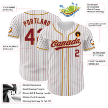 Загрузить изображение в средство просмотра галереи, Custom White Crimson Pinstripe Crimson-Old Gold Authentic Baseball Jersey
