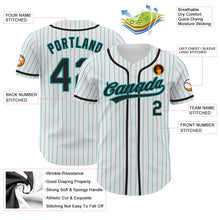 Загрузить изображение в средство просмотра галереи, Custom White Teal Pinstripe Black Authentic Baseball Jersey
