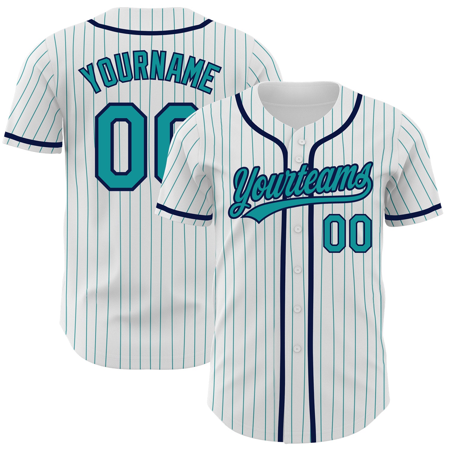 Cheap Custom White Teal Pinstripe Teal-Navy Authentic Baseball Jersey Free  Shipping – CustomJerseysPro