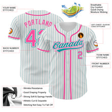 Загрузить изображение в средство просмотра галереи, Custom White Teal Pinstripe Pink Authentic Baseball Jersey
