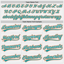 Загрузить изображение в средство просмотра галереи, Custom White Teal Pinstripe Teal-Orange Authentic Baseball Jersey
