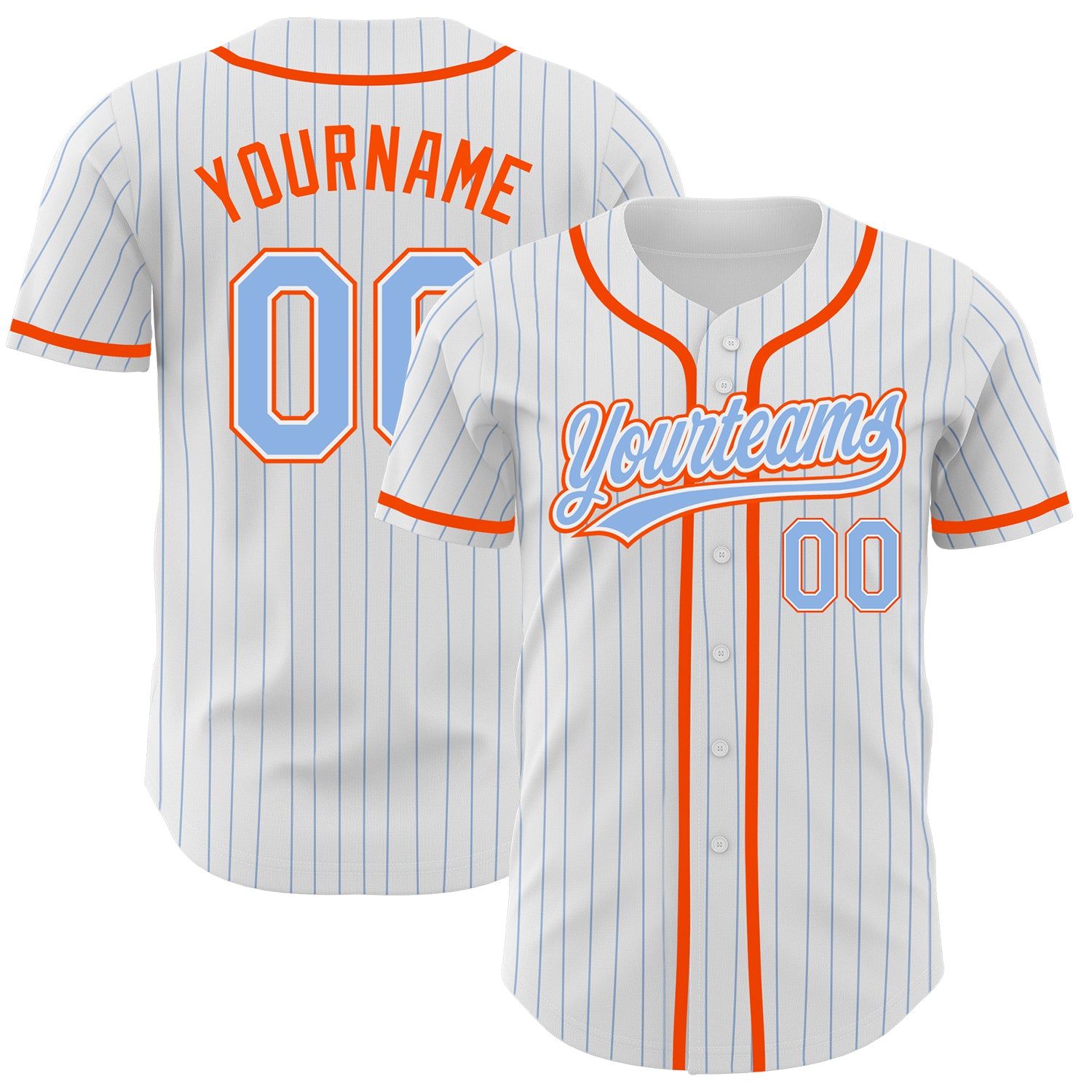 Cheap Custom White Light Blue Pinstripe Light Blue-Orange Authentic  Baseball Jersey Free Shipping – CustomJerseysPro