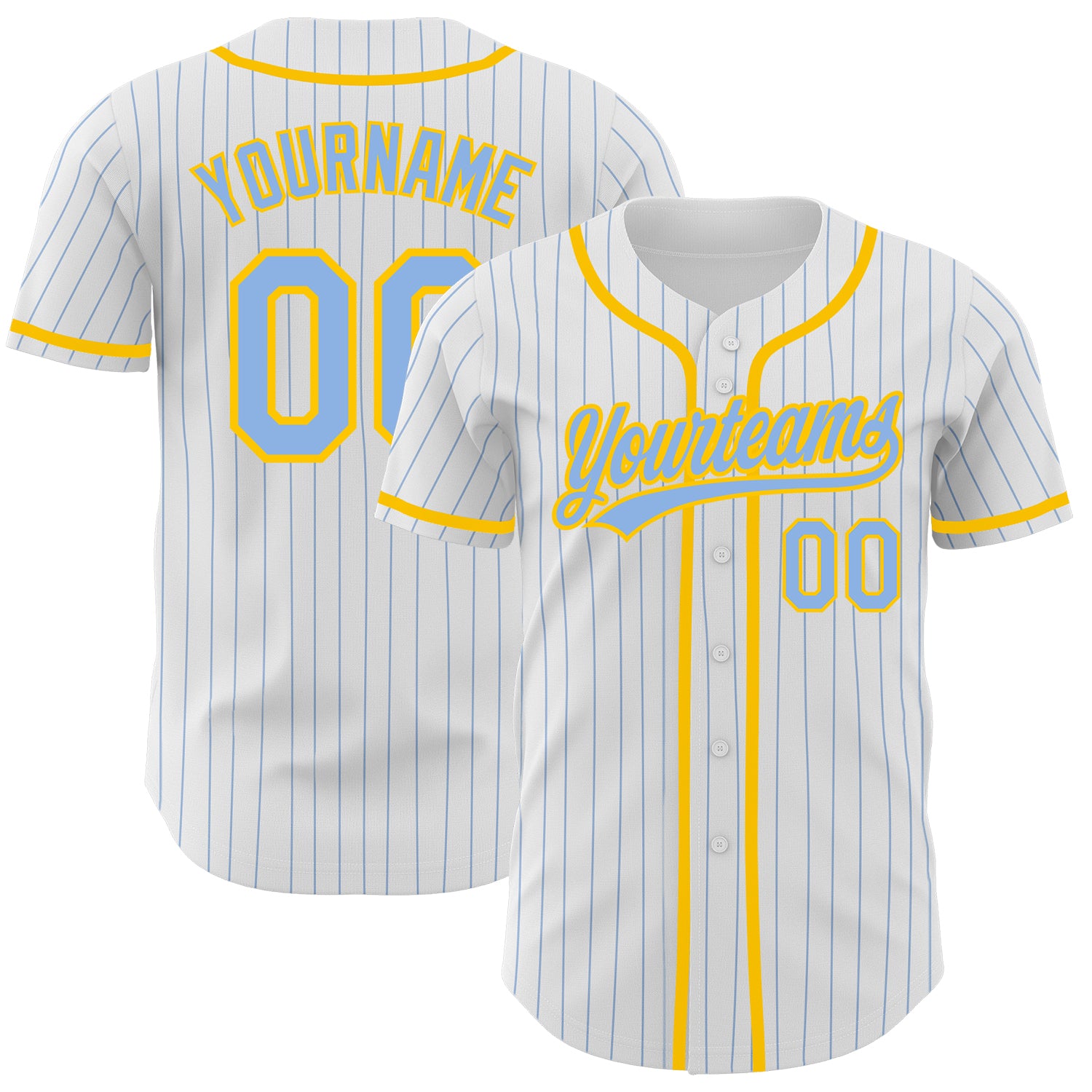 Cheap Custom White Light Blue Pinstripe Light Blue-Yellow Authentic  Baseball Jersey Free Shipping – CustomJerseysPro