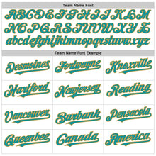 Load image into Gallery viewer, Custom White Teal-Old Gold Authentic Baseball Jersey
