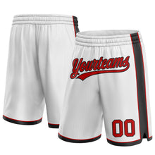 Laden Sie das Bild in den Galerie-Viewer, Custom White Red-Black Authentic Basketball Shorts
