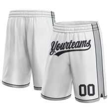 Load image into Gallery viewer, Custom White Black-Gray Authentic Basketball Shorts
