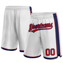 Laden Sie das Bild in den Galerie-Viewer, Custom White Red-Navy Authentic Basketball Shorts

