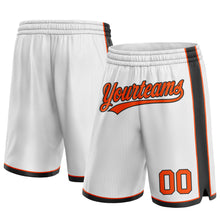 Load image into Gallery viewer, Custom White Orange-Black Authentic Basketball Shorts
