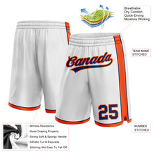 Laden Sie das Bild in den Galerie-Viewer, Custom White Navy-Orange Authentic Basketball Shorts
