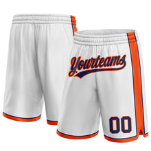 Load image into Gallery viewer, Custom White Navy-Orange Authentic Basketball Shorts
