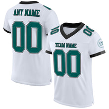 Laden Sie das Bild in den Galerie-Viewer, Custom White Midnight Green-Black Mesh Authentic Football Jersey
