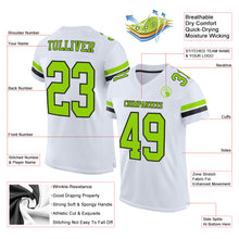 Load image into Gallery viewer, Custom White Neon Green-Black Mesh Authentic Football Jersey
