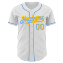 Charger l&#39;image dans la galerie, Custom White Light Blue-Yellow Authentic Baseball Jersey
