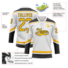 Charger l&#39;image dans la galerie, Custom White Gold-Black Hockey Lace Neck Jersey
