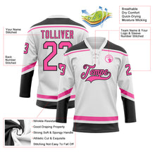 Загрузить изображение в средство просмотра галереи, Custom White Pink-Black Hockey Lace Neck Jersey
