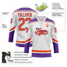 Laden Sie das Bild in den Galerie-Viewer, Custom White Orange-Purple Hockey Lace Neck Jersey
