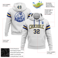 Laden Sie das Bild in den Galerie-Viewer, Custom Stitched White Royal-Yellow Football Pullover Sweatshirt Hoodie
