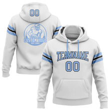 Laden Sie das Bild in den Galerie-Viewer, Custom Stitched White Light Blue-Black Football Pullover Sweatshirt Hoodie
