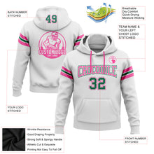 Laden Sie das Bild in den Galerie-Viewer, Custom Stitched White Kelly Green-Pink Football Pullover Sweatshirt Hoodie
