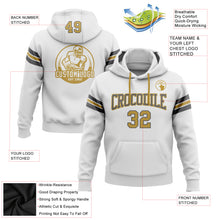 Load image into Gallery viewer, Custom Stitched White Old Gold-Steel Gray Football Pullover Sweatshirt Hoodie
