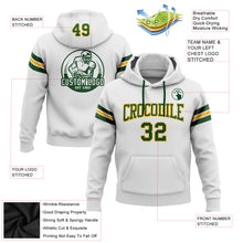 Load image into Gallery viewer, Custom Stitched White Green-Gold Football Pullover Sweatshirt Hoodie
