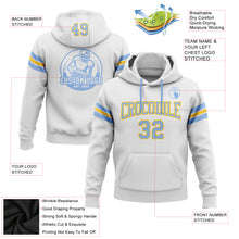 Load image into Gallery viewer, Custom Stitched White Light Blue-Yellow Football Pullover Sweatshirt Hoodie
