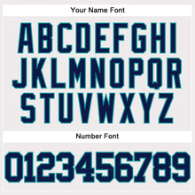 Load image into Gallery viewer, Custom White Navy-Teal Authentic Baseball Jersey
