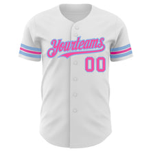 Charger l&#39;image dans la galerie, Custom White Pink-Light Blue Authentic Baseball Jersey
