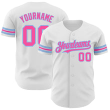 Charger l&#39;image dans la galerie, Custom White Pink-Light Blue Authentic Baseball Jersey
