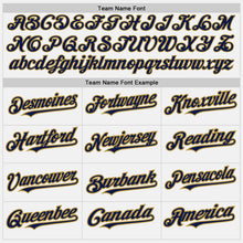 Laden Sie das Bild in den Galerie-Viewer, Custom White Navy Pinstripe Old Gold Authentic Baseball Jersey
