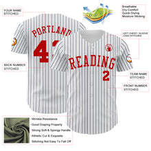 Laden Sie das Bild in den Galerie-Viewer, Custom White Navy Pinstripe Red Authentic Baseball Jersey
