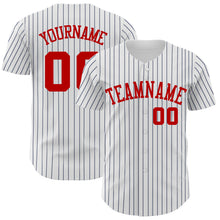 Charger l&#39;image dans la galerie, Custom White Navy Pinstripe Red Authentic Baseball Jersey
