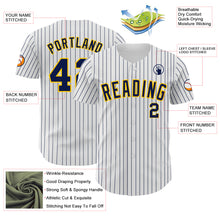 Laden Sie das Bild in den Galerie-Viewer, Custom White Navy Pinstripe Yellow Authentic Baseball Jersey
