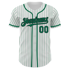 Laden Sie das Bild in den Galerie-Viewer, Custom White Kelly Green Pinstripe Black Authentic Baseball Jersey
