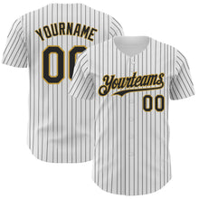 Laden Sie das Bild in den Galerie-Viewer, Custom White Black Pinstripe Old Gold Authentic Baseball Jersey
