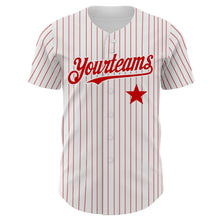 Laden Sie das Bild in den Galerie-Viewer, Custom White Red Pinstripe Authentic Red Star Baseball Jersey
