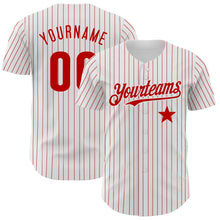 Charger l&#39;image dans la galerie, Custom White Red Pinstripe Authentic Red Star Baseball Jersey
