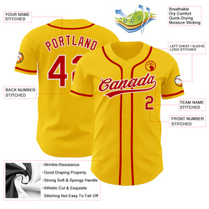 Custom Yellow Red-White Authentic Baseball Jersey