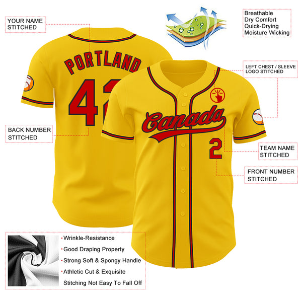 yellow and red baseball jersey