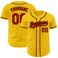 Load image into Gallery viewer, Custom Yellow Red-Black Authentic Baseball Jersey

