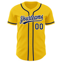 Laden Sie das Bild in den Galerie-Viewer, Custom Yellow Navy-White Authentic Baseball Jersey
