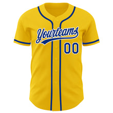 Load image into Gallery viewer, Custom Yellow Royal-White Authentic Baseball Jersey
