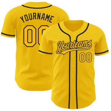 Custom Yellow Gold-Black Authentic Baseball Jersey