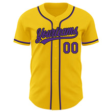 Load image into Gallery viewer, Custom Yellow Purple-Black Authentic Baseball Jersey
