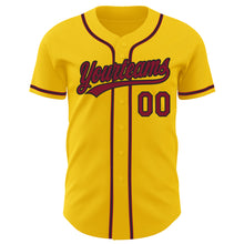 Load image into Gallery viewer, Custom Yellow Crimson-Black Authentic Baseball Jersey
