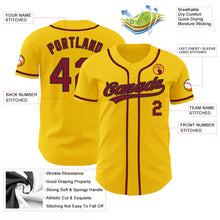 Load image into Gallery viewer, Custom Yellow Crimson-Black Authentic Baseball Jersey
