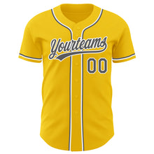 Load image into Gallery viewer, Custom Yellow Steel Gray-White Authentic Baseball Jersey
