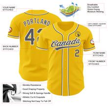 Laden Sie das Bild in den Galerie-Viewer, Custom Yellow Steel Gray-White Authentic Baseball Jersey
