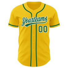 Load image into Gallery viewer, Custom Yellow Kelly Green-White Authentic Baseball Jersey
